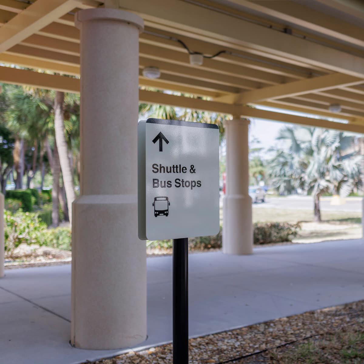 Single Post and Panel Pedestrian Sign at VA Bay Pines