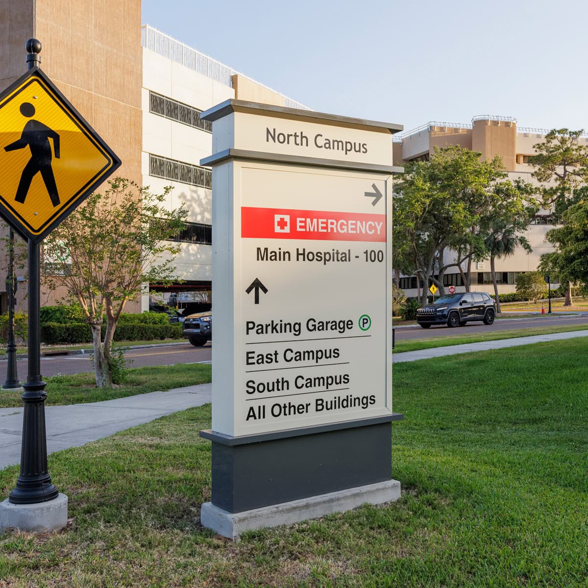 Directional Pylon Sign at VA Bay Pines Identifying Campus Regions