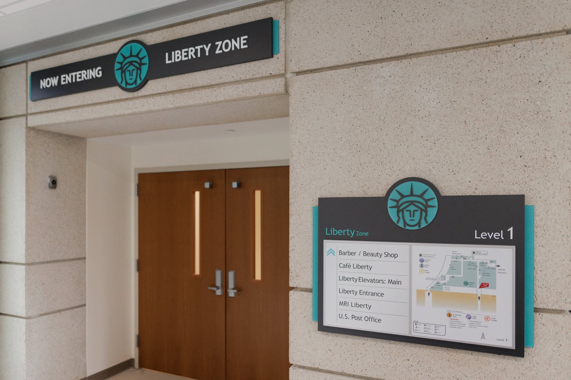 Single Post and Panel Pedestrian Sign at VA Bay Pines